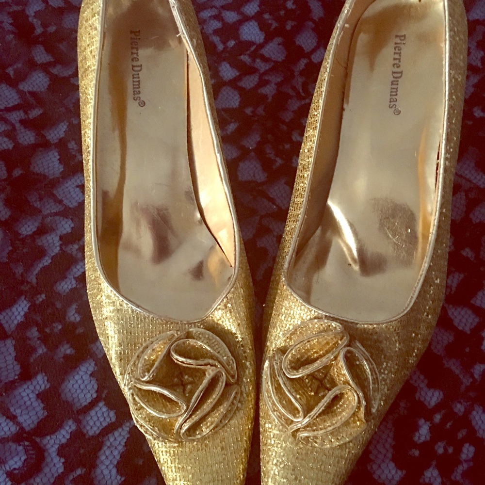 Pierre Dumas gold sequin heels